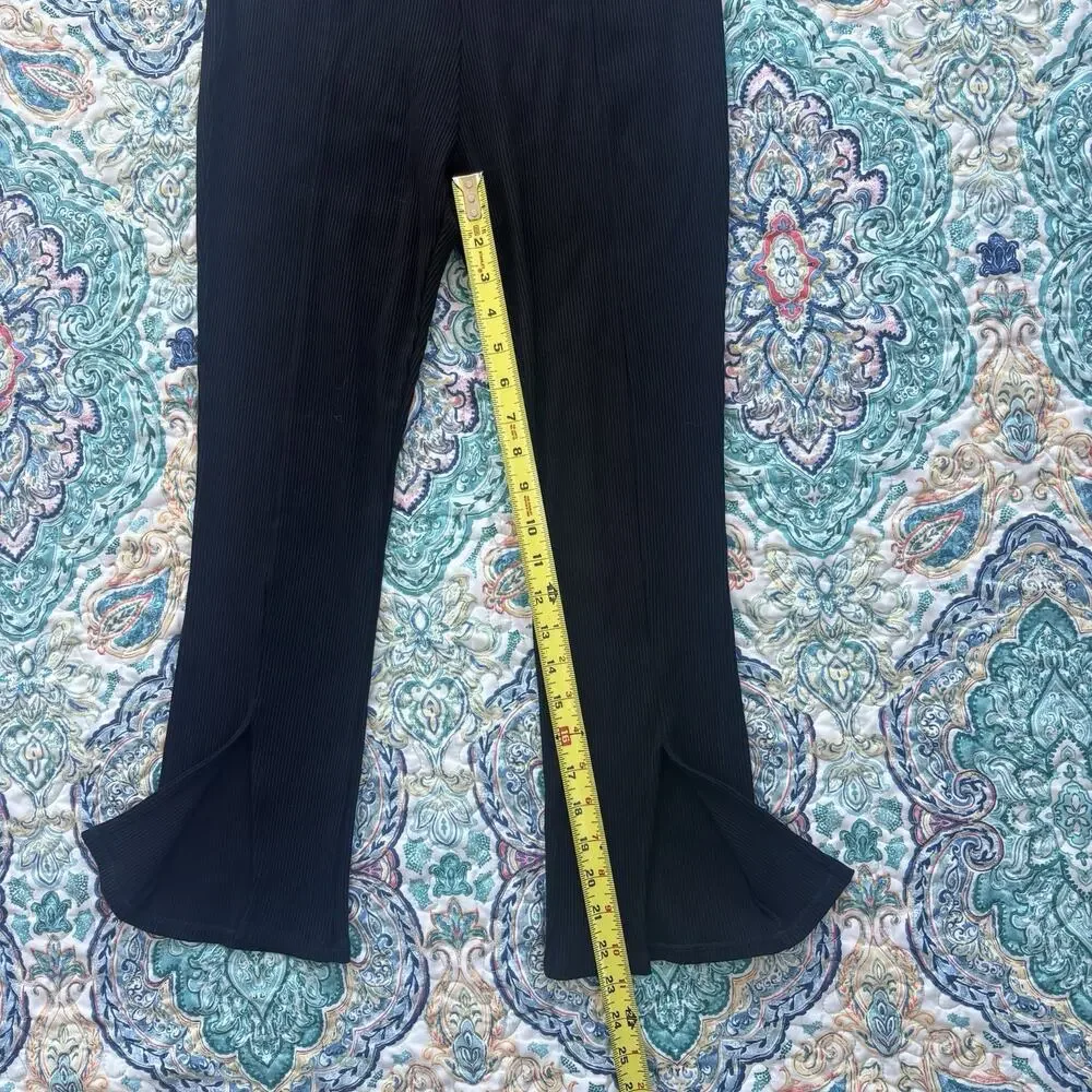 Noctex Black Ribbed Pedal Pushers Capri Crop Pants Women’s Medium High Waist
